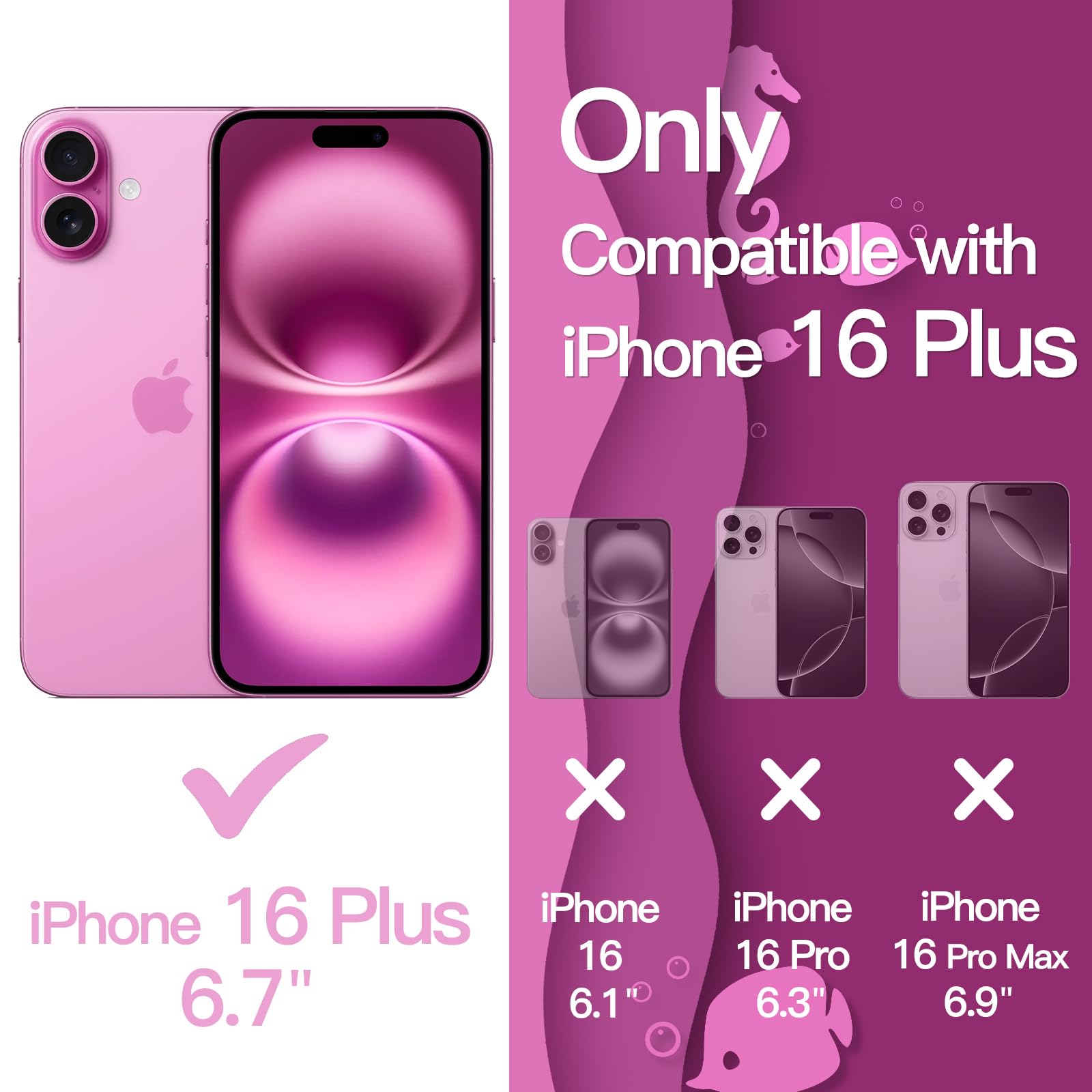 Amazon.com: JETech Wavy Case for iPhone 16 Plus, Pink | Cute Wavy